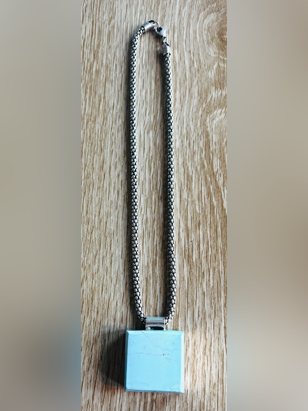 Modern Turquoise Pendant with Serpentine Chain